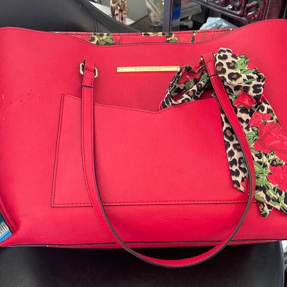 Betsey Johnson Handbags - Betsey Johnson Red Tote w removable  Scarf